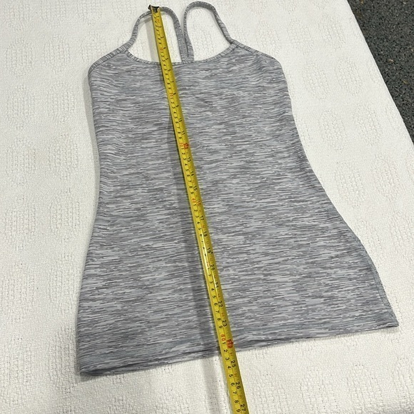 Lululemon top light gray racer back tank top size 4 built-in bra. - Picture 3 of 9